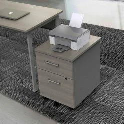Linea Italia® Mobile Pedestal File - Box/File Drawer - Ash / Gray -Outlet Desks & Workstations Store ZUD106 04