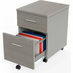 Linea Italia® Mobile Pedestal File - Box/File Drawer - Ash / Gray -Outlet Desks & Workstations Store ZUD106 06