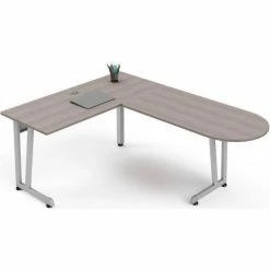 Linea Italia® L Shaped Desk - 70-6/7"W x 55-1/8"D - Workstation Corner - Ash