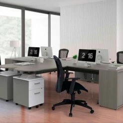 Linea Italia® L Shaped Desk - 70-6/7"W x 55-1/8"D - Workstation Corner - Ash -Outlet Desks & Workstations Store ZUD120S 04