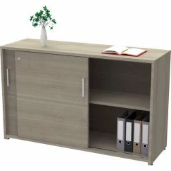 Linea Italia Sliding Door Credenza, Locking Storage Cabinet, 47"W x 15"D x 28"H, Ash 13 Linea Italia Sliding Door Credenza, Locking Storage Cabinet, 47"W x 15"D x 28"H, Ash -Outlet Desks & Workstations Store ZUD135 3