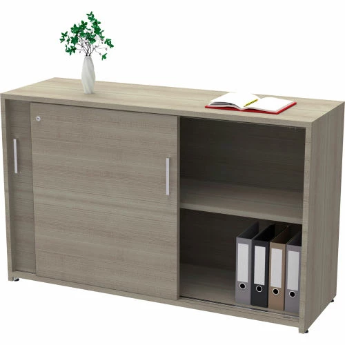 Linea Italia Sliding Door Credenza, Locking Storage Cabinet, 47"W x 15"D x 28"H, Ash 3 Linea Italia Sliding Door Credenza, Locking Storage Cabinet, 47"W x 15"D x 28"H, Ash - Image 3