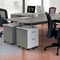 Linea Italia® Mobile Pedestal File - Box/File Drawer - White / Gray -Outlet Desks & Workstations Store ZUS106 04