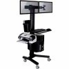 TygerClaw LVW8606 Mobile PC Cart with Dual Monitor Mounts, Black