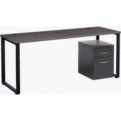 Interion By Global Industrial Interion® Open Plan Office Desk - 60"W x 24"D x 29"H - Charcoal Top with Black Legs -Outlet Desks & Workstations Store open desk weathered charcoal top black oleg charcoal cabinet right view props 1 1 001 1