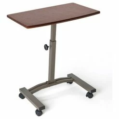 Seville Classics Height Adjustable Mobile Laptop Desk Cart, Walnut