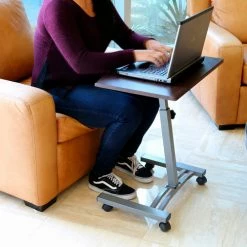 Seville Classics Height Adjustable Mobile Laptop Desk Cart, Walnut -Outlet Desks & Workstations Store web162 4