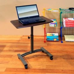 Seville Classics Height Adjustable Mobile Laptop Desk Cart, Walnut -Outlet Desks & Workstations Store web162 5