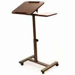 Seville Classics Tilting Sit-Stand Laptop Desk Cart with Mouse Pad Table, Walnut