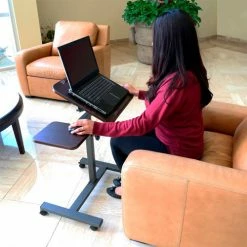Seville Classics Tilting Sit-Stand Laptop Desk Cart with Mouse Pad Table, Walnut -Outlet Desks & Workstations Store web234 4