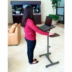 Seville Classics Tilting Sit-Stand Laptop Desk Cart with Mouse Pad Table, Walnut -Outlet Desks & Workstations Store web234 5